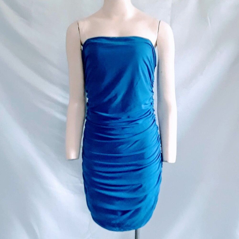 R. YIposha Bodycon Mini Dress Ruched Clear Straps Lined XXL 20/22 NWT SEXY